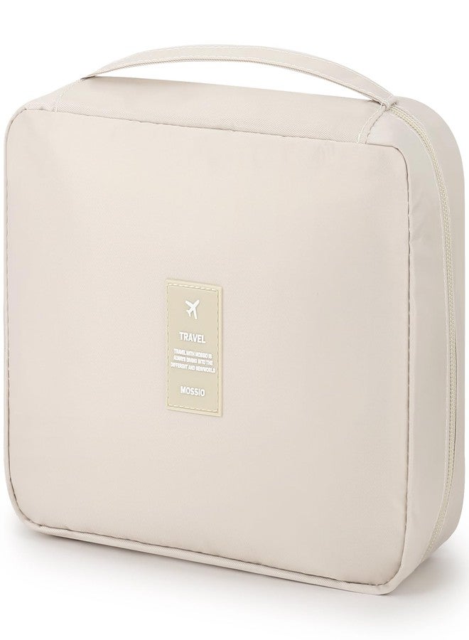 Mossio Hanging Toiletry Bag with Sturdy Hook - Large Portable Cosmetic Makeup Travel Organizer for Men & Women Beige - Image 1